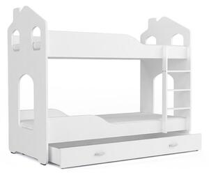 Dětská patrová postel PATRIK 2 Domek + matrace + rošt ZDARMA, 160x80, bílá/bílá