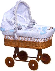 Proutěný košík na miminko s boudičkou Scarlett Gusto - modrá Mdum