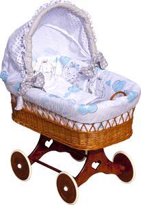 Proutěný košík na miminko s boudičkou Scarlett Gusto - modrá Mdum