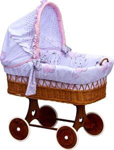 Proutěný košík na miminko s boudičkou Scarlett Gusto - růžová Mdum