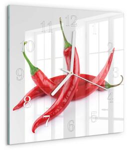 Skleněné hodiny Chilli papričky zskb-30x30-00093373