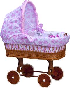 Proutěný košík na miminko s boudičkou Scarlett Kulíšek - růžová Mdum