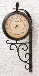 Nástěnné hodiny s teploměrem 5961 AMS řízené rádiovým signálem 38cm