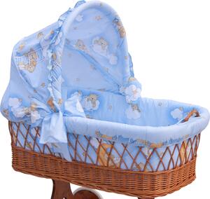 Proutěný košík na miminko s boudičkou Scarlett Mráček - modrá Mdum