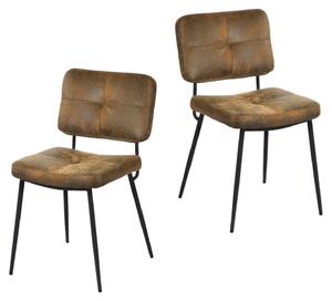 Retro skandinávské jídelní židle – sada 2 kusů – hnědá bavlna – ergonomický design s kovovými nohami