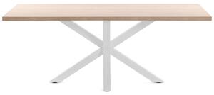 Dubový jídelní stůl Kave Home Argo 180 x 100 cm s bílou kovovou podnoží