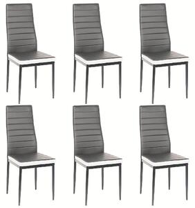 Jídelní židle - Kuchyňské židle - Sada židlí - Designové židle - Šedobílá Imitace kůže - Robustní ocelové nohy