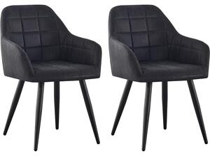 Jídelní židle - křeslo s tvarovaným sedákem - sada 2 kusů - designová židle - kuchyňská židle - umělá kůže - kovové nohy