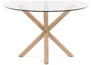 Skleněný jídelní stůl Kave Home Argo 119 cm s přírodní kovovou podnoží