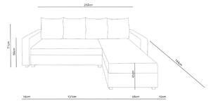Rohová rozkládací sedačka COOPER, 232x144, černá/růžová, mikrofáze04/U028