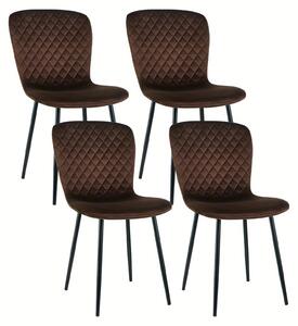 Jídelní židle - křeslo s opěradlem ve tvaru sedáku - židle - křeslo - designová židle - sada 4 kusů - potah z veluru