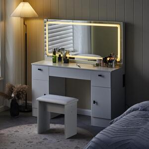 Kosmetický stolek – Toaletní stolek – Stolek na líčení – Komoda – Stolek s osvětlením – S 12 LED světly