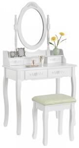 Goleto Originální vintage toaletní stolek se zrcadlem Mira | bílý