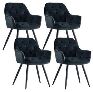 Moderní jídelní židle – potažené sametovou látkou – s kovovou konstrukcí – s područkami – s elegantním designem