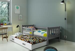 Dětská postel CARINO P2 + matrace + rošt ZDARMA, 190x80, grafit/bílá