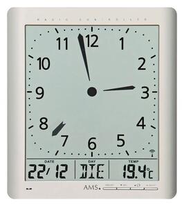 Digitální nástěnné i stolní hodiny 5898 AMS řízené rádiovým signálem 24cm