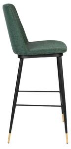 White Label Tmavě zelená látková barová židle WLL LIONEL 75 cm