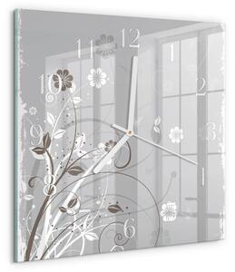 Skleněné hodiny Květiny zskb-30x30-00057392