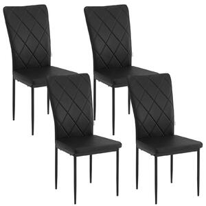 Židle - Jídelní židle - Sada 4 jídelních židlí - Kožené potahy - Ergonomický design - Kovové nohy - Vysoké opěradlo