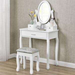Goleto Originální vintage toaletní stolek se zrcadlem Lena | bílý