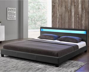 Goleto Čalouněná postel Paris 180 x 200 cm s LED osvětlením | tmavě šedá
