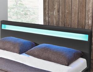 Goleto Čalouněná postel Paris 180 x 200 cm s LED osvětlením | tmavě šedá