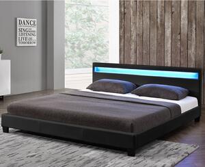 Goleto Čalouněná postel Paris 180 x 200 cm s LED osvětlením | černá