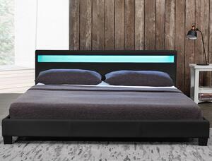 Goleto Čalouněná postel Paris 180 x 200 cm s LED osvětlením | černá