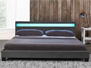 Goleto Čalouněná postel Paris 140 x 200 cm s LED osvětlením | tmavě šedá