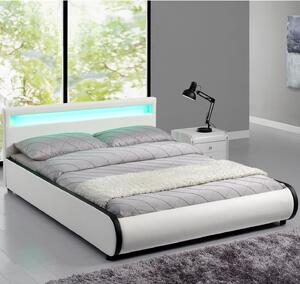Goleto Čalouněná postel Sevilla 140 x 200 cm s LED osvětlením | bílá