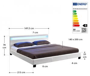 Goleto Čalouněná postel Paris 140 x 200 cm s LED osvětlením | bílá