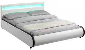 Goleto Čalouněná postel Sevilla 180 x 200 cm s LED osvětlením | bílá