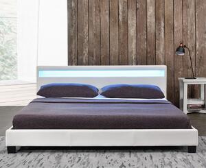 Goleto Čalouněná postel Paris 180 x 200 cm s LED osvětlením | bílá