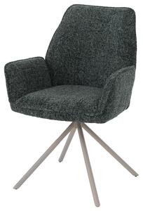 Jídelní židle HWC-G67, kuchyňská židle, otočná, s automatickou aretací polohy, potah z mikrovlákna (410 g/m²), konstrukce v barvě krémové, potah zelený