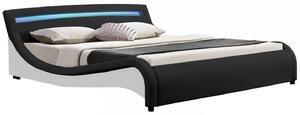 Goleto Čalouněná postel Malaga s LED osvětlením 140 x 200 cm | černá