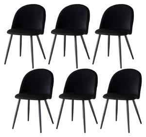 Jídelní židle - Židle s plyšovým potahem - Židle - Kovový rám - Sada 6 kusů - Ergonomické pohodlí