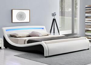 Goleto Čalouněná postel Malaga s LED osvětlením 140 x 200 cm | bílá