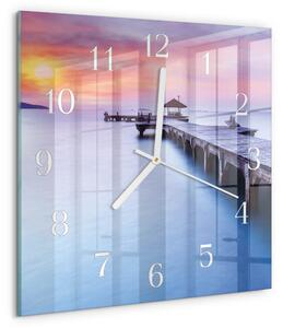 Skleněné hodiny Dřevěný most zskb-30x30-00083894