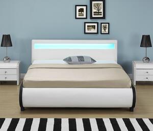 Goleto Čalouněná postel Bilbao s úložným prostorem a LED osvětlením 180 x 200 cm | bílá