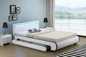 Goleto Čalouněná postel Bilbao s úložným prostorem a LED osvětlením 180 x 200 cm | bílá