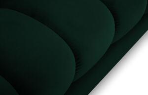 Tmavě zelená sametová rohová pohovka MICADONI MAMAIA 293 cm, levá