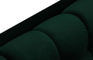 Tmavě zelená sametová rohová pohovka MICADONI MAMAIA 293 cm, levá