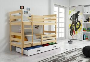 Patrová postel ERYK 2 + úložný prostor + matrace + rošt ZDARMA, 80x190 cm, borovice, bílá