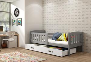 Dětská postel FLORENT P1 + úložný prostor + matrace + rošt ZDARMA, 80x190, grafit, bílá