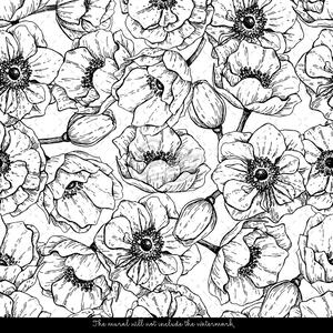 Fototapeta Květinová zahrada černá a bílá Samolepící 250x250cm