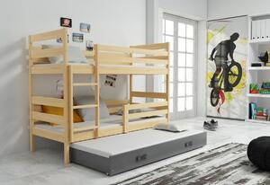 Patrová postel ERYK 3 + matrace + rošt ZDARMA, 90x200 cm,borovice, bílá