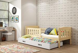 Dětská postel FLORENT P2 + matrace + rošt ZDARMA, 80x190, borovice, bílá