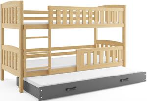 Patrová postel FLORENT 3 + matrace + rošt ZDARMA, 90x200, borovice, grafitová