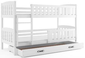 Patrová postel FLORENT 2 + úložný prostor + matrace + rošt ZDARMA, 80x190, bílý, bílá