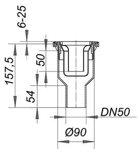 Dallmer ORIO V odtokové těleso pro ploché sprchové vaničky s odtokovým otvorem 90 mm